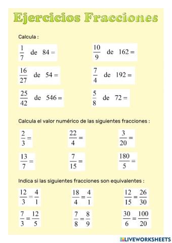 Ejercicios Fracciones