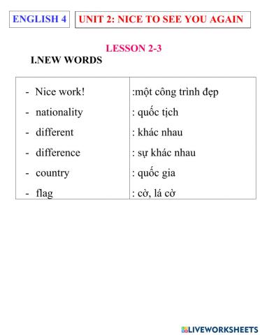 Englissh 4- unit 2- lesson 2-3