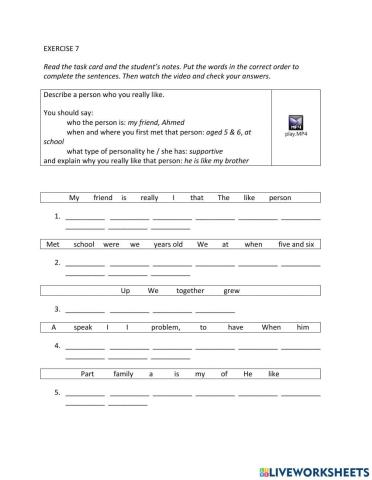 IE1, Unit 1, Speaking, Exercise 7