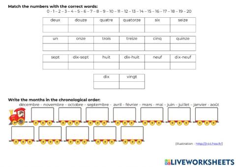 Nombres et mois - Numbers and months