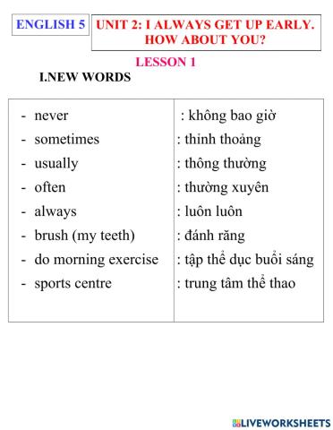 English 5- unit 2- lesson 1