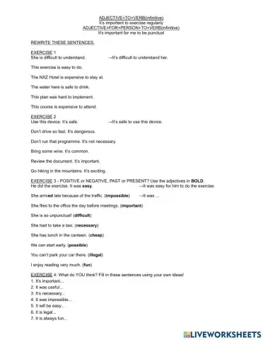 Adjective Infinitive