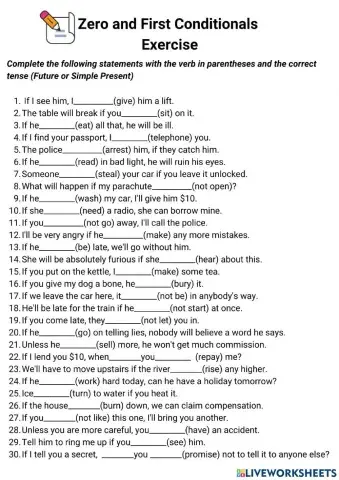 Zero and First Conditionals