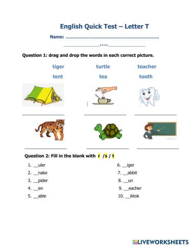 Letter T - Quick test