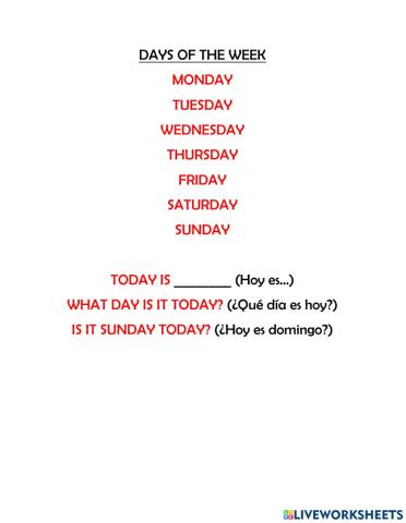 Personal information, personal pronouns and days of the week