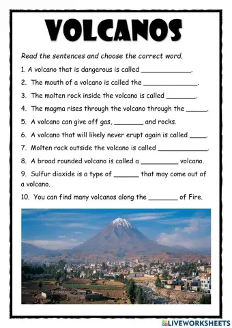 Volcanos Vocabulary