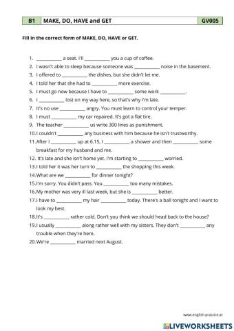 Collocations Make, Do, Have, Get