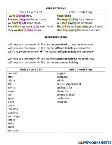 REPORTING VERBS