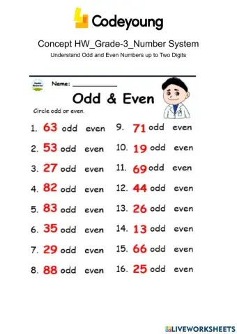 Odd and even numbers
