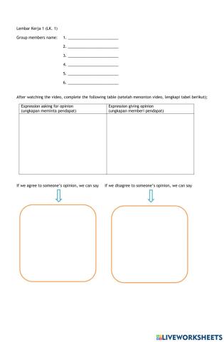 Asking for and giving opinion