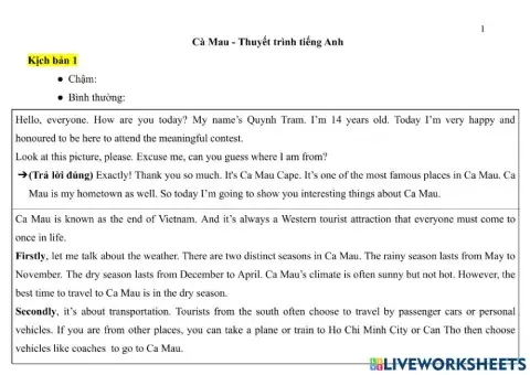Cà Mau - Thuyết trình tiếng Anh