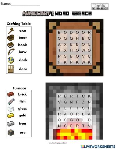 Minecraft wordsearching