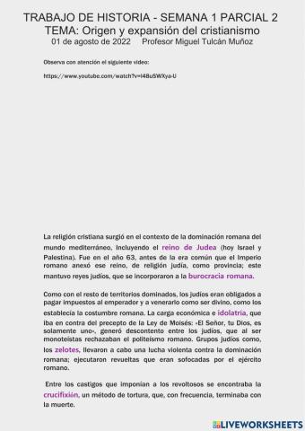 S1 Origen y expansión del cristianismo 2 bgu