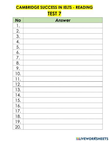Cambridge Succes In Ielts - Reading - Test 07