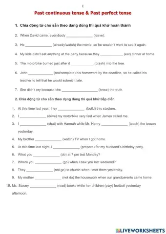 Past continuous & past perfect tenses