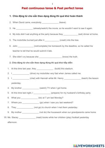 Past continuous & past perfect tenses