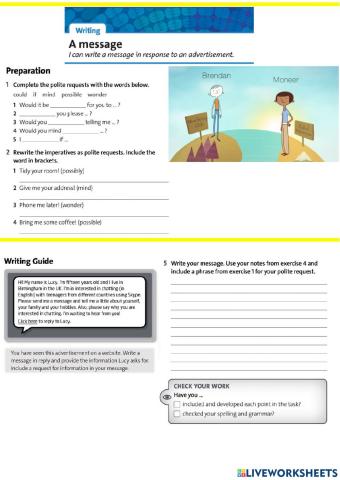 Writing a message to a penfriend