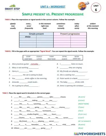 UNIT 6 -Simple present vs Present progressive