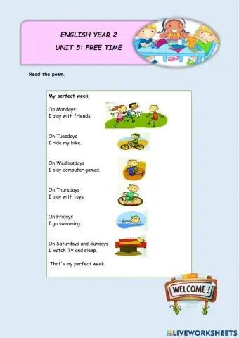 YEAR 2 UNIT 5 : FREE TIME (PERFORMANCE LEVEL 3)