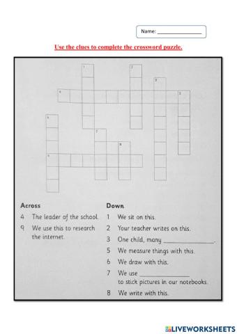 Crossword about school