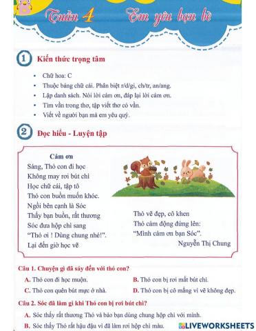 Tiếng Việt 2 - Tuần 4