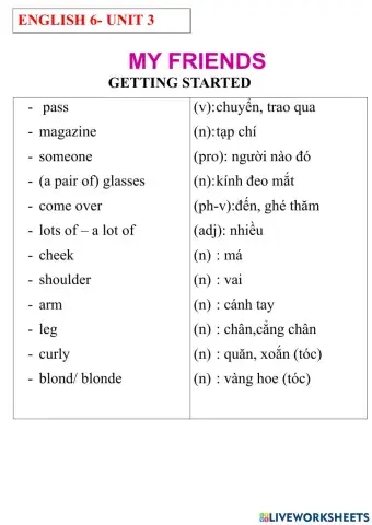 English 6- unit 3- getting started