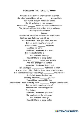 Somebody that I used to know