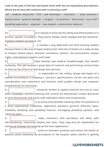 What does the job consist in?