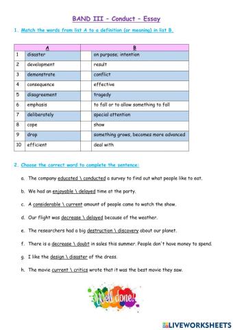 Band III - conduct - essay