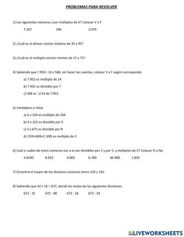 Para Practicar divisibilidad