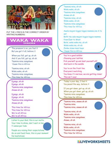 Waka  waka lyrics