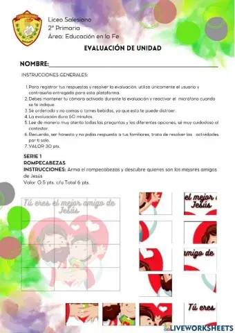 Evaluación Educación en la fe