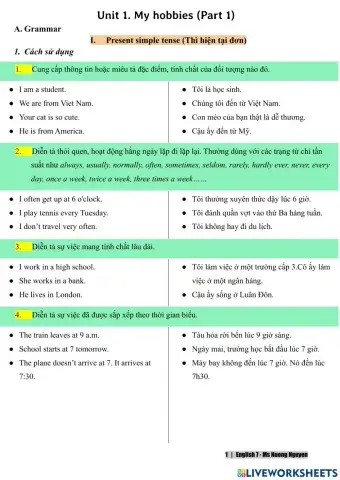 E7U1 (doc P1) My hobbies -nuongnguyen