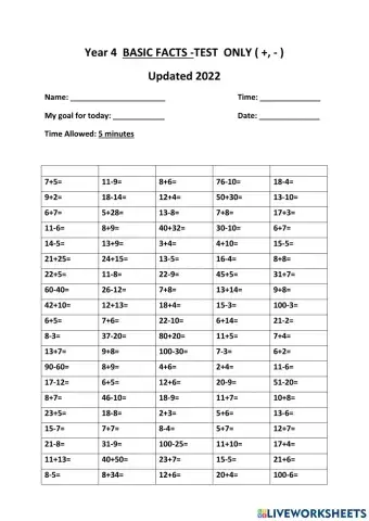 Basic facts  addition