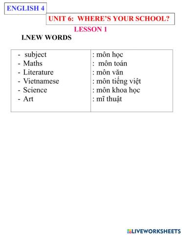 English 4- unit 6- lesson 1