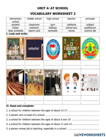 Unit 4: At school