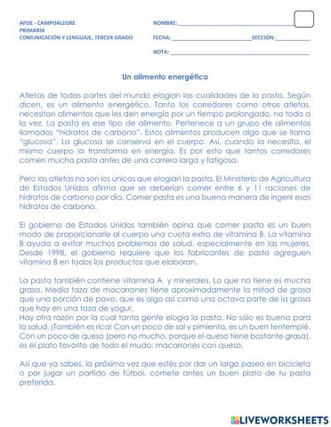 Comprensión de lectura