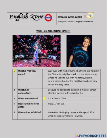 WOS , an ARGENTINE SINGER