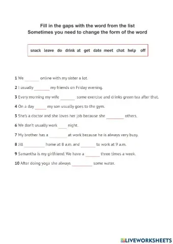 Phrases Present simple