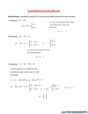 Ecuaciones con valor absoluto