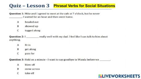 Phrasal verbs - 3 (Social Situations)