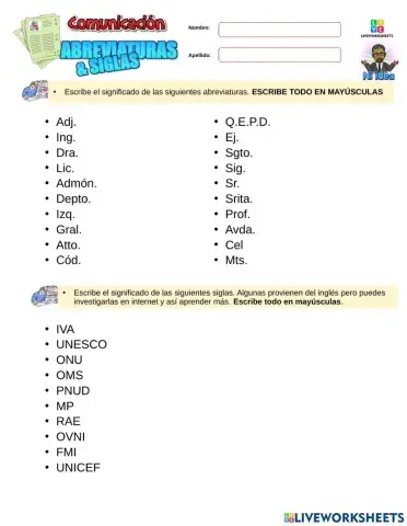 Abreviaturas y Siglas