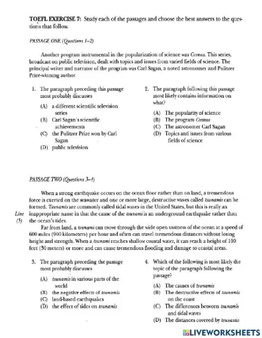 Toefl reading exercise 7