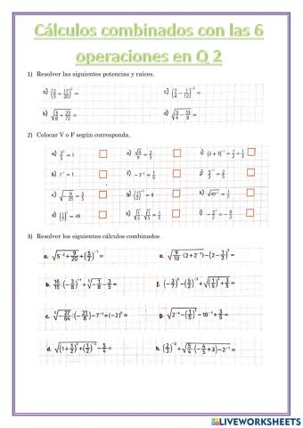 Cálculos combinados con las 6 operaciones en Q 2