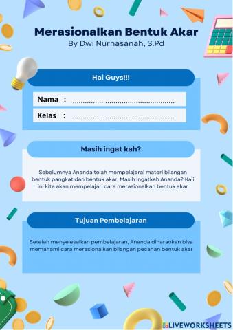 Merasionalkan Pecahan Bentuk Akar