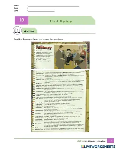 Unit 10 It's a Mystery