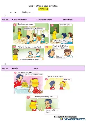 E4U4 (speaking) When's your birthday? -nuongnguyen