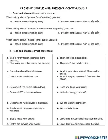 Ov present simple and present continuous 1