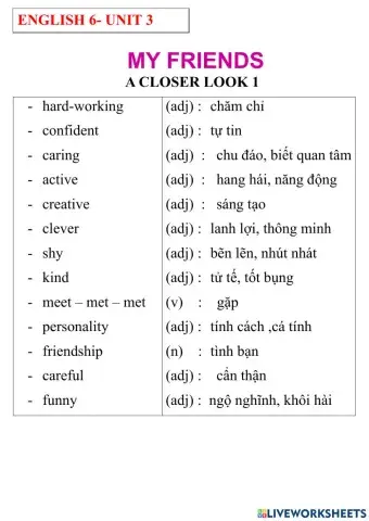 English 6- unit 3- a closer look 1