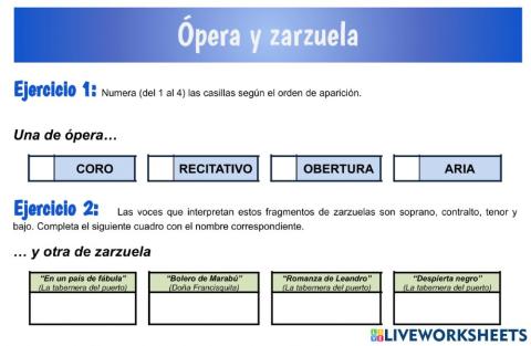 Ópera y zarzuela